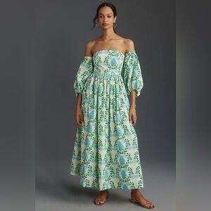 Anthropologie Let Me Be Long-Sleeve Printed Midi Dress